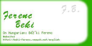 ferenc beki business card